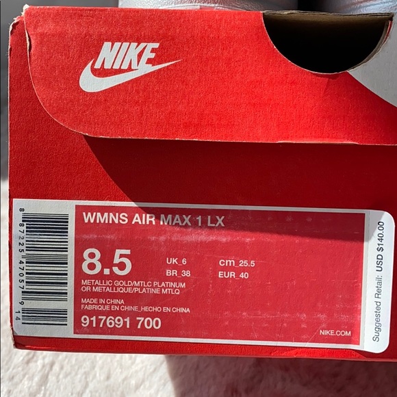 Air Max 1 LX - Metallic Gold & Platinum Ombré - Picture 6 of 6